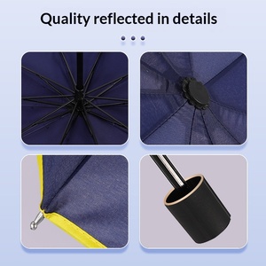Parapluie homme extra-large à dix baleines, double couche, pliable en trois sections, en acier et caoutchouc, avec bordure large, résistant au vent et à la pluie, anti-UV, double usage - Product Image 3