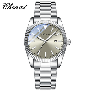 Montre de couple CHENXI 684, tendance mode, bracelet <span class=keywords><strong>en</strong></span> acier inoxydable, montre homme femme, calendrier, lumineuse, étanche, montre à quartz pour couple - Product Image 6