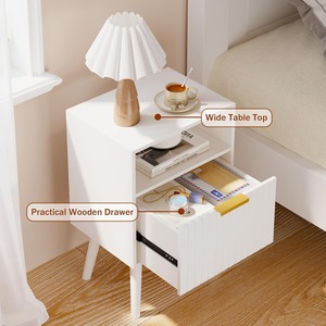 <span class=keywords><strong>Table</strong></span> <span class=keywords><strong>de</strong></span> <span class=keywords><strong>chevet</strong></span> en bois <span class=keywords><strong>blanc</strong></span> <span class=keywords><strong>de</strong></span> luxe à 2 niveaux, design cannelé, sur mesure, pour chambre à coucher, bureau ou petits espaces - Product Image 5