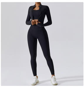 YOKE Conjunto de Yoga de 2 Piezas para Mujer, Ropa Deportiva sin Costuras, Ropa de Gimnasio, Leggings de Cintura Alta de Manga Larga, <span class=keywords><strong>Trajes</strong></span> Deportivos - Product Image 3