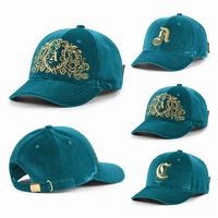 Fabricante de Gorras de Terciopelo de Lujo Bordadas Personalizadas, Gorra de Béisbol de 6 Paneles con Bordado 3D en Relieve de Terciopelo Premium