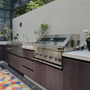 Muebles de Cocina Modulares Integrados de Acero Inoxidable con Acabado de Madera de Estilo Europeo de Lujo para <span class=keywords><strong>Terraza</strong></span> y Balcón - Product Image 5
