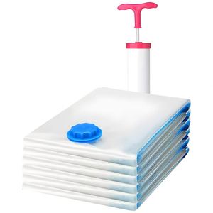 Vacuum <b>Storage</b> Bags 6Pack Reusable Space Saver Bags Vacuum Compression Zipper <b>Storage</b> Bags with Airtight Valve and Hand Pump6Set - Product Image 1