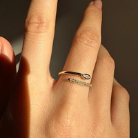 Anillo Abierto con Forma de Serpiente SPJ, Plata de Ley S925, Zirconia, Ajustable, Joyería de Moda, Anillo Minimalista Apilable para Mujer