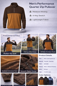 Sweat-shirt de randonnée en polaire tricoté patchwork à col zippé 1/4 personnalisé pour homme, avec blocs de couleur et capuche - Product Image 2