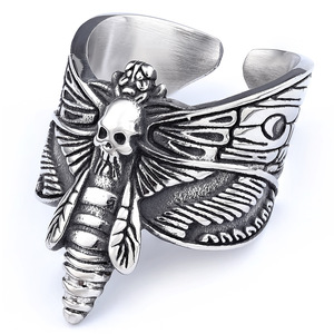 Collar de polilla de cabeza de muerte gótica, joyería <span class=keywords><strong>Punk</strong></span> de acero inoxidable chapada en oro de 18 quilates, colgante de calavera de mariposa Unisex - Product Image 4