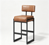 Chaise de bar moderne en cuir empilable, légère, durable, écologique, stable, avec pieds en fer, pour usage commercial, extérieur, maison, bureau, hôtel