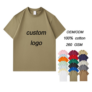 高品質100%綿Tシャツ ロゴプリント 260gsm メンズTシャツ カスタム高品質プリント ヘビーウェイト メンズTシャツ - Product Image 1
