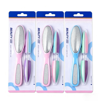 Kit de pédicure et manucure 2 en 1 multifonctionnel, lime à callosités, ensemble de limes à ongles avec manche en plastique et râpe à pieds en acier inoxydable