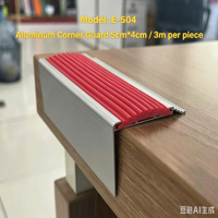 Profilé de sécurité antidérapant en aluminium et PVC pour bordure de marche d'escalier intérieur/extérieur, idéal pour hôpitaux - Vente en gros directe usine