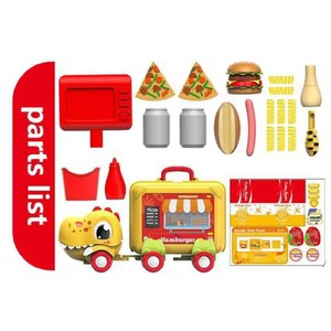 Jouet de simulation en gros JinYing, 22 pièces, cuisine, restauration rapide, jouets de simulation, ensemble de camions à friction dinosaures pour enfants - Product Image 5