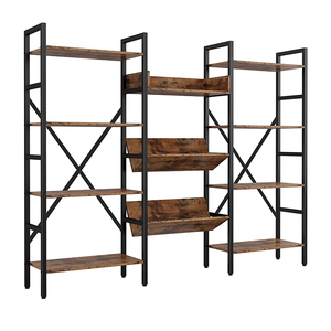 Vekin-estantes <span class=keywords><strong>de</strong></span> estilo Industrial rústico, estantería <span class=keywords><strong>de</strong></span> 4 niveles, grande, abierta, Rectangular, independiente, MDF, con marco <span class=keywords><strong>de</strong></span> Metal - Product Image 1
