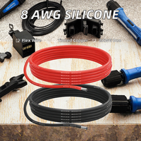 Fil électrique en silicone 8 AWG 8,29 mm 5 m (2,5 m noir + 2,5 m rouge) 0,08 mm Cuivre étamé 1650 brins Flexible 600 V