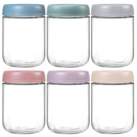 Bocaux en verre empilables populaires de 350 ml/500 ml, compatibles congélateur et micro-ondes, avec couvercles, pour un stockage alimentaire écologique