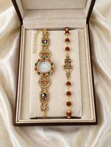 Reloj Rakhi Rudraksha de calidad premium con pulsera de Rudraksha, combo de exportación a precio razonable. - Product Image 4