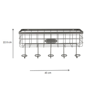 Étagère de rangement <span class=keywords><strong>murale</strong></span> en métal fil décoratif pour la maison 5 crochets clé <span class=keywords><strong>panier</strong></span> de rangement mural Style américain Design stockage choisir - Product Image 6