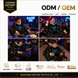 Wholesale Kids Adult Soft Warm Sweatshirt <strong>Hooded</strong> <strong>Blankets</strong> Games Race Printed Oversized Wearable Hoodie <strong>Blanket</strong> - Product Image 2