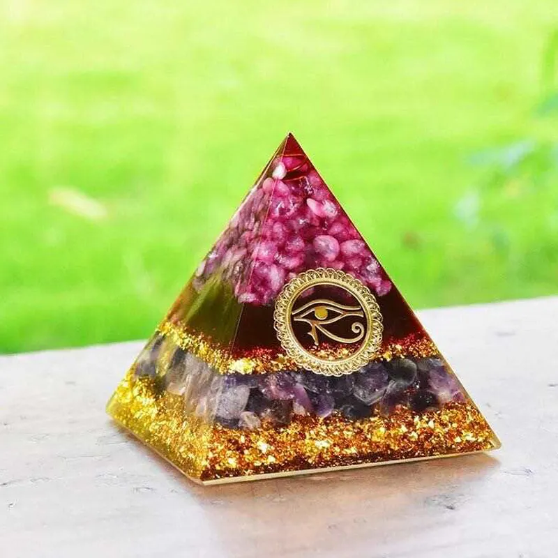 PuJiang Großhandel Orgonit Pyramide-Rosen kristall und Amethyst Orgon Pyramide Spirituelle Reiki Orgonit Pyramide