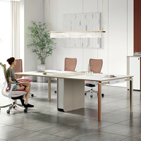 Bureau de direction contemporain de luxe avec surface en papier importé, armoire latérale, bureau à échelle, panneau MDF écologique, garantie de 3 ans