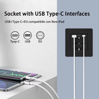 Prise murale EU en acier inoxydable DepoGuye 86x86mm, interrupteur Schuko français, panneau d'interrupteur USB Type-C, pour maison et hôtel