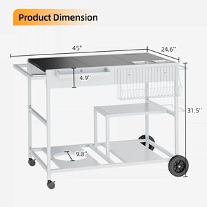 Chariot de cuisine moderne SENYU blanc avec dessus noir, tiroirs de rangement roulants et étagères - Product Image 3