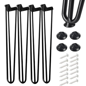 3 rod 28" Inch Black Metal Furniture Hairpin Legs for TV Stand Cabinet End Table Coffee Table Bench