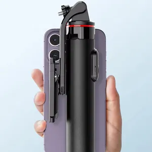 SYOSIN C13 tripod tongkat selfie C13D, klip ponsel dapat dilepas berputar 360 derajat multifungsi dengan lampu pengisi yang dapat dilepas