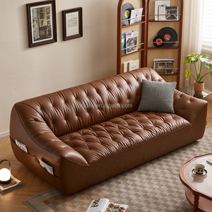 تصميم جديد Quanu تصميم عتيق شقة صغيرة الحجم حقيبة فاصوليا بنية اللون حقيقية لغرفة المعيشة - Product Image 3