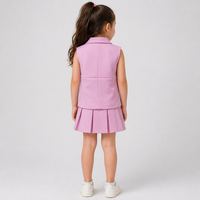 Ensemble de costume western rose pour filles, tissu extensible quadridirectionnel, veste et jupe plissée, tenue d'été pour enfants en deux pièces