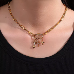 Golden Adventures | 18K PVD Gold Plated Stainless Steel Travel & Protection Charms | Airplane Key Heart Arrow Lock Pendants - Product Image 5