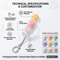 Cat Paw Mechanical Switch Tester Fidget Keychain 3 Button Stress Relief Toy Corporate Christmas Party Favor Gift Decor
