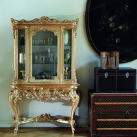 Console de luxe française avec miroir, ensemble de meubles d'entrée, sculpté avec précision en bois de bouleau antique, fabriqué en usine au Guangdong