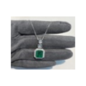 Collar de lujo con colgante de esmeralda de lujo de Plata de Ley 925 delicado superventas para venta al por mayor - Product Image 1