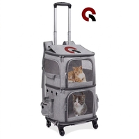 Sac à dos poussette pour animaux de compagnie, léger, durable, pliable, en Oxford, double couche, avec roues, pour les voyages en plein air, OEM ODM