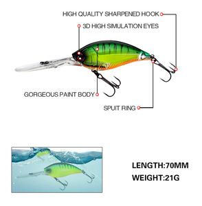 Esche da Pesca All'Ingrosso 70mm 75mm Crankbait <span class=keywords><strong>per</strong></span> Immersione Profonda Esca Galleggiante Pesca Esca <span class=keywords><strong>per</strong></span> <span class=keywords><strong>Spigola</strong></span> Marina Esca Artificiale Rigida Cb033 - Product Image 5