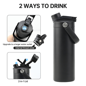 Wholesale Custom Logo Double Wall Vacuum <b>Flask</b> Sports 18oz Stainless Steel Insulated Water Bottle with <b>2</b>-in-1 Chug & Straw Lid - Product Image 6
