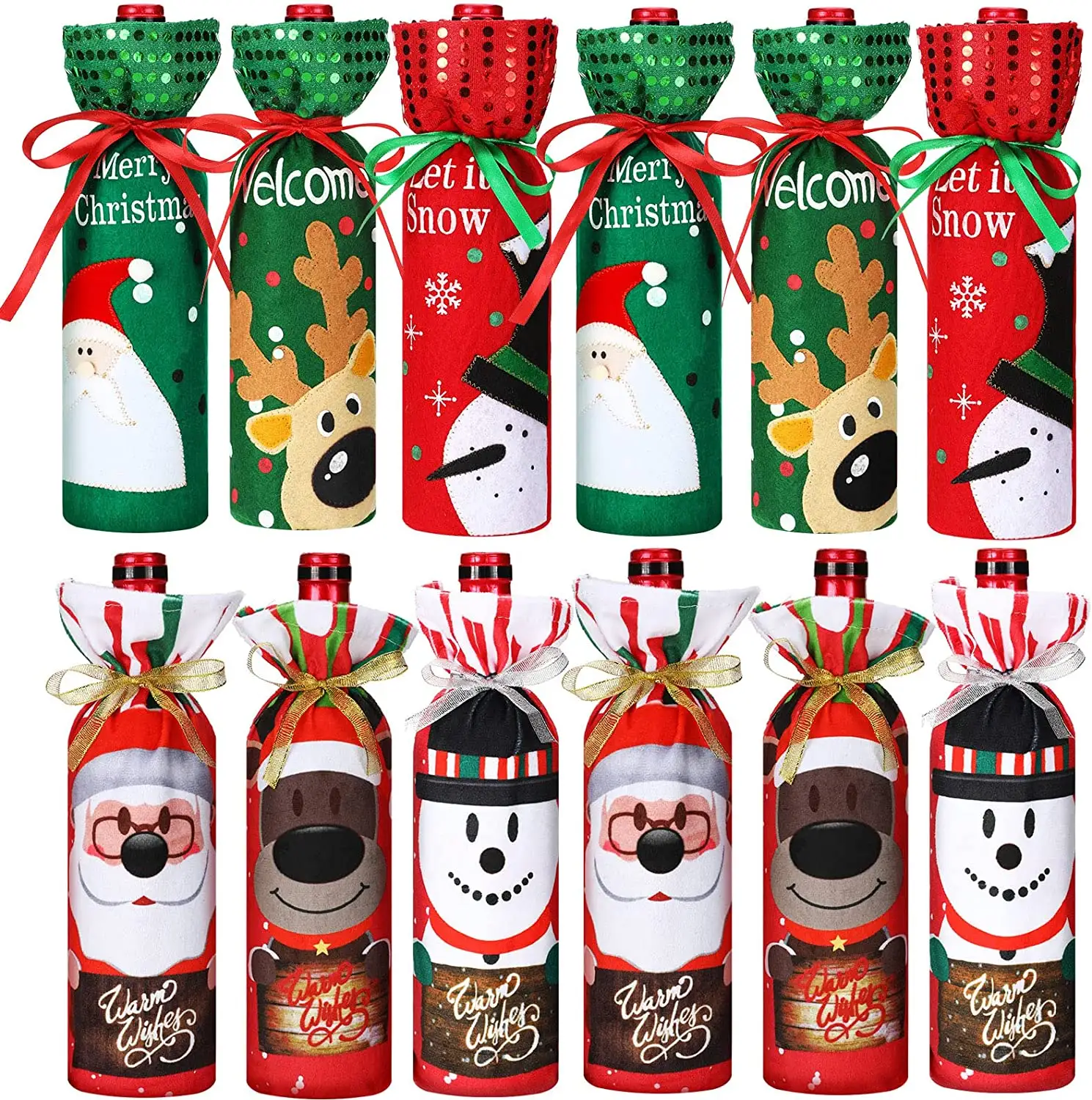 Decorative Christmas Wine Bottle Cover Bags Merry Christmas Decor For Home Christmas Ornaments Xmas Gift New Year's
