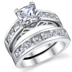 Juego de Anillos de Compromiso de Plata de Ley 925 con Circonita Cúbica en Forma de Corazón, Anillos de Moda al por Mayor para Mujer - Product Image 3