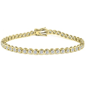 Pulsera de tenis con engaste de bisel de oro laminado de 14k, sin níquel ni plomo, con moissanita VVS D certificada GRA, venta al por mayor de joyería brillante - Product Image 1