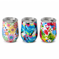 Gobelet à vin isotherme en acier inoxydable avec logo personnalisé, 12 oz, double paroi, sans pied, avec couvercle, pour cadeaux