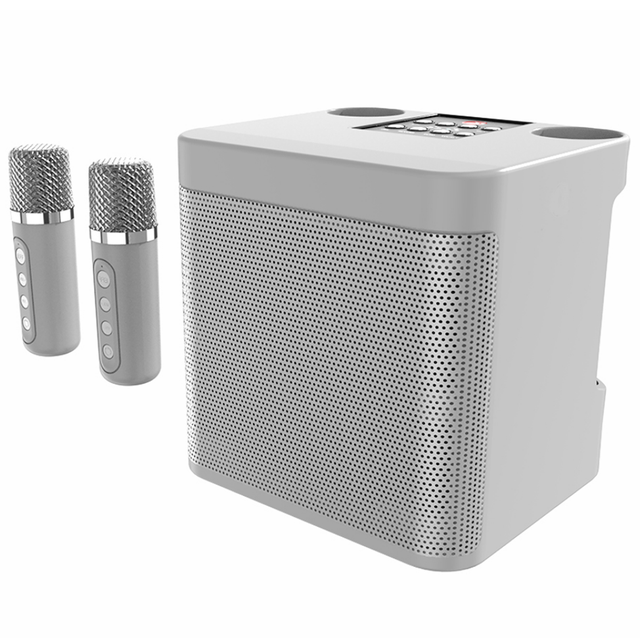 Factory Sales Portable Outdoor Party Dual Mic Home Music Ai Smart Mini Wireless with Microphone Powerful Bass Karaoke Speaker