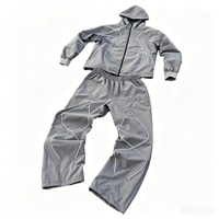 Ensemble de survêtement vintage pour homme avec logo personnalisé imprimé, veste à capuche et pantalon de jogging avec bandes réfléchissantes, uniforme d'équipe scolaire