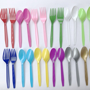 Wholesales Party Plastic Cutlery Fork Set Attractive Colorful Reusable Party Plastic Fork Spoon Knife Disposable Cutlery