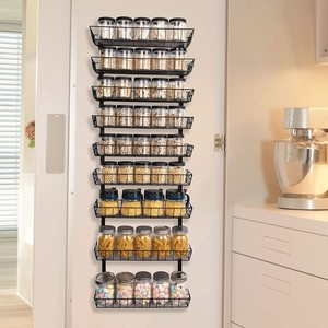 Grande capacità 9 strati in metallo <span class=keywords><strong>da</strong></span> <span class=keywords><strong>parete</strong></span> cucina porta spezie Rack portaoggetti per ampolla - Product Image 2
