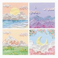 Bloc de Notas Adhesivas con Diseño de Pintura al Óleo de Paisaje de la Serie High Beauty Day, Prácticas y Creativas para Estudiantes