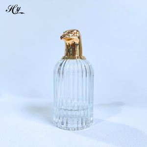 Botella de <span class=keywords><strong>Perfume</strong></span> de Vidrio Vacía Personalizada Hanya con Diseño de Caballo, Color Interior Pintado, de Lujo con Tapas Metálicas Doradas - Product Image 2