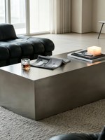 Table basse moderne et simple de style Bauhaus, plateau en acier brossé, petite taille, faible hauteur, aucun assemblage requis, pour salon, maison