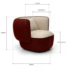 Fauteuil pivotant de salon de luxe italien moderne, rouge bordeaux, design de créateur, fauteuil d'appoint pivotant, mobilier de salon, canapé de luxe, fauteuil pivotant avec accoudoirs - Product Image 6