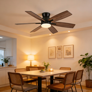 Ventilador de Techo Moderno Industrial con Luz LED, 5 Aspas, Motor DC de 6 Velocidades, Control Remoto Inteligente, Regulable y con Alto CRI 95 - Product Image 1