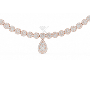 Collar de tenis con diamantes en racimo de oro macizo de 14K, gargantilla con forma de pera, halo nupcial de diamantes cultivados en laboratorio, collar de joyería fina llamativo - Product Image 5